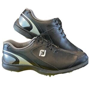 FootJoy SPORT LT Mens 9M Golf Shoes 58038‎ Black Leather Soft Spike